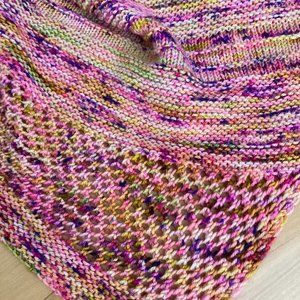 Women's hand knit triangular scarf, assymetrical - Merino superwash wool
